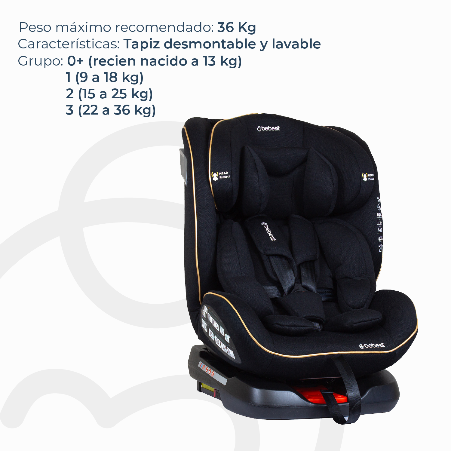 Silla de Auto Convertible Supra 360° Black Gold-2