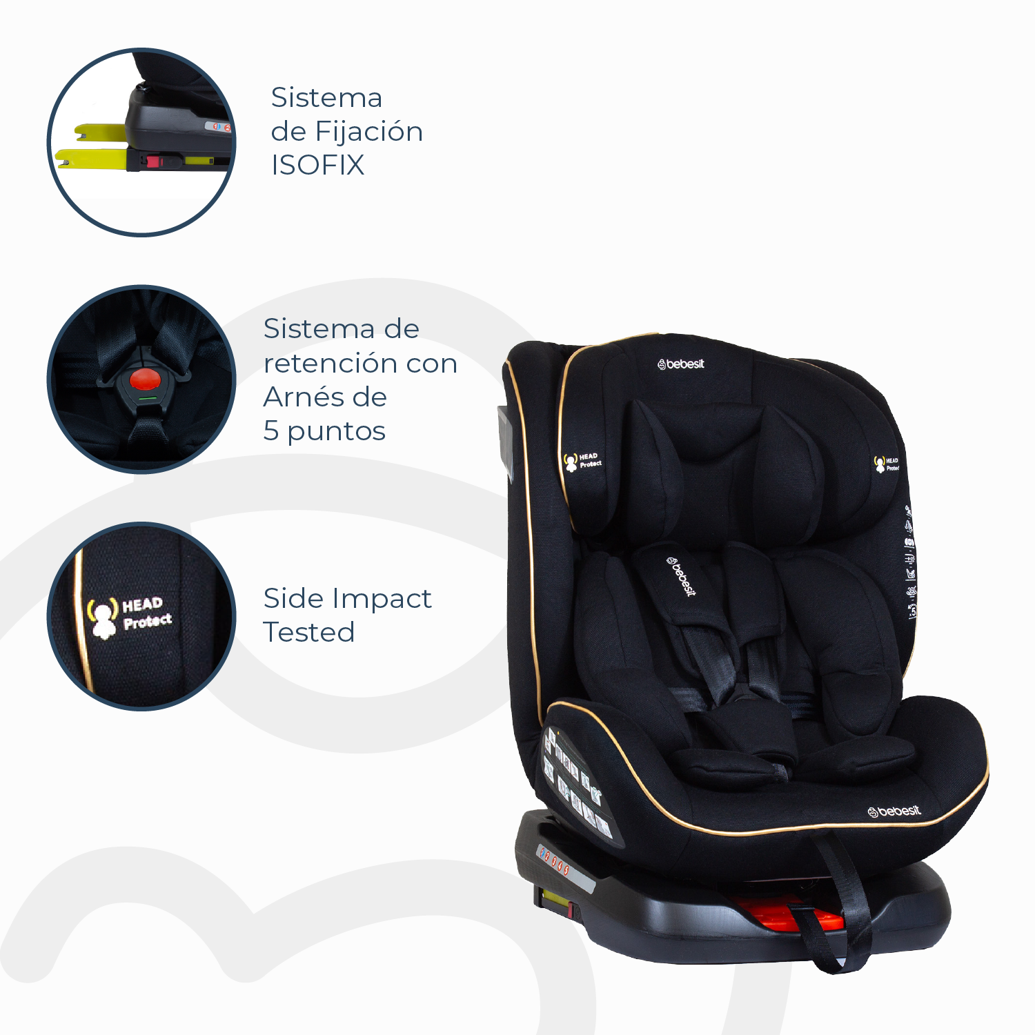 Silla de Auto Convertible Supra 360° Black Gold-3