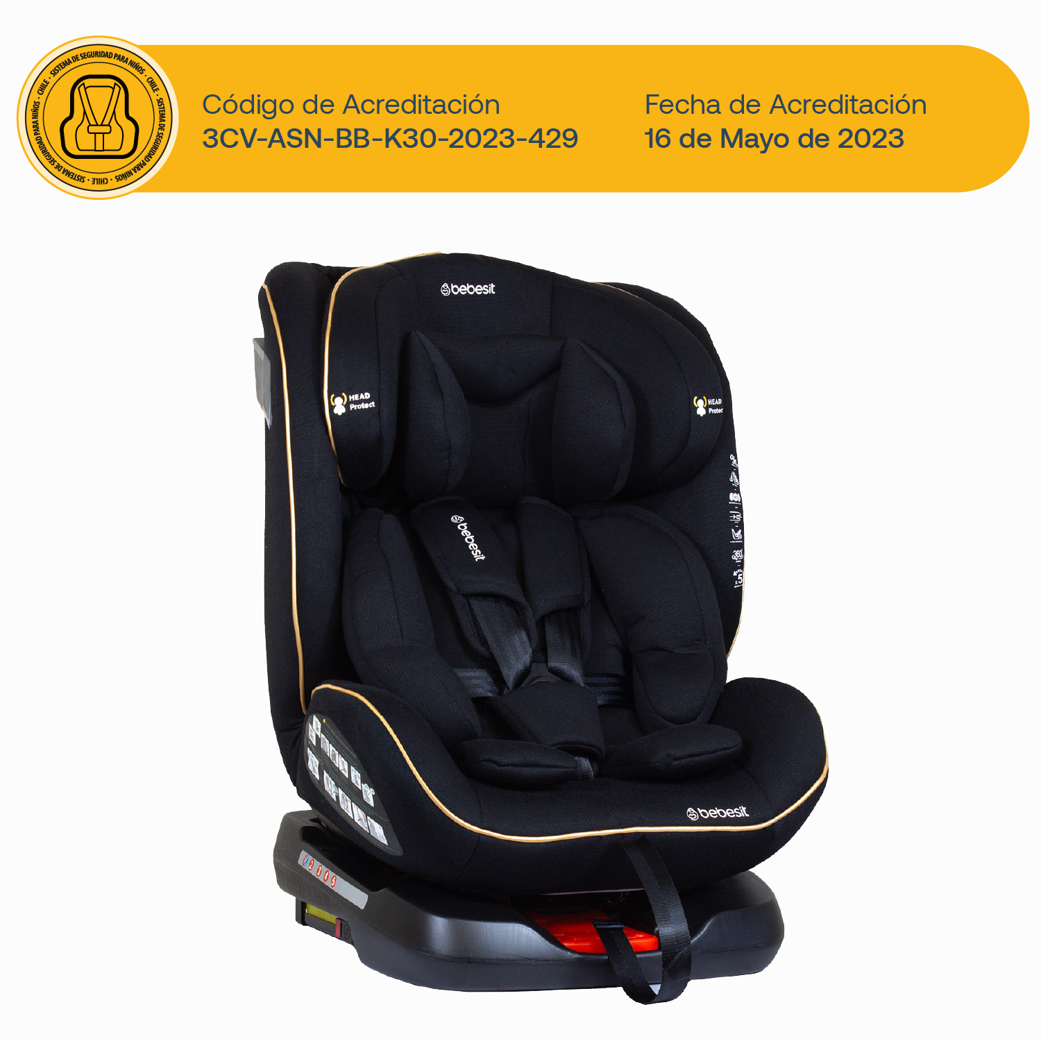 Silla de Auto Convertible Supra 360° Black Gold-7