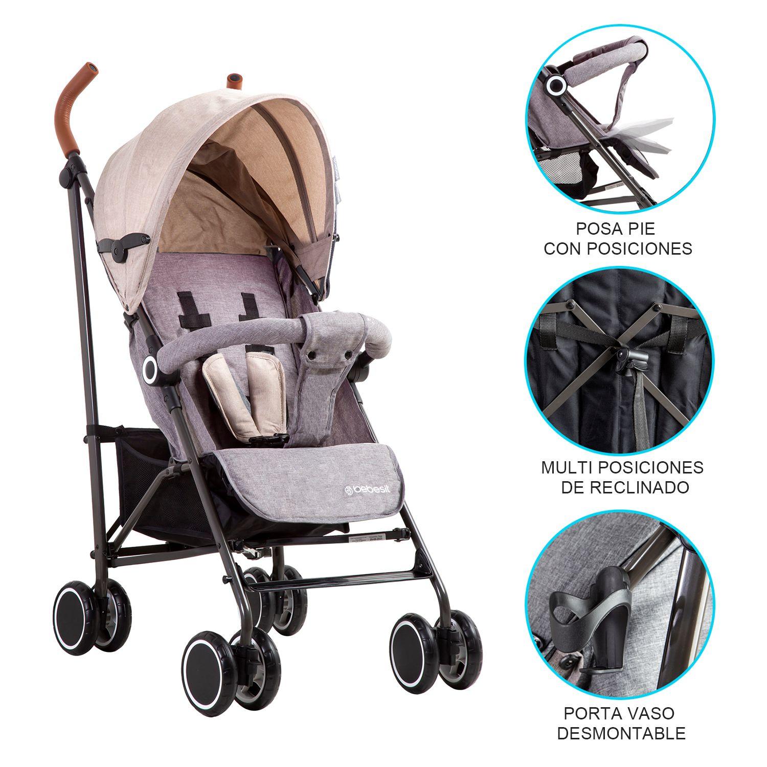 Coche Paragua Clap Melange Beige-7