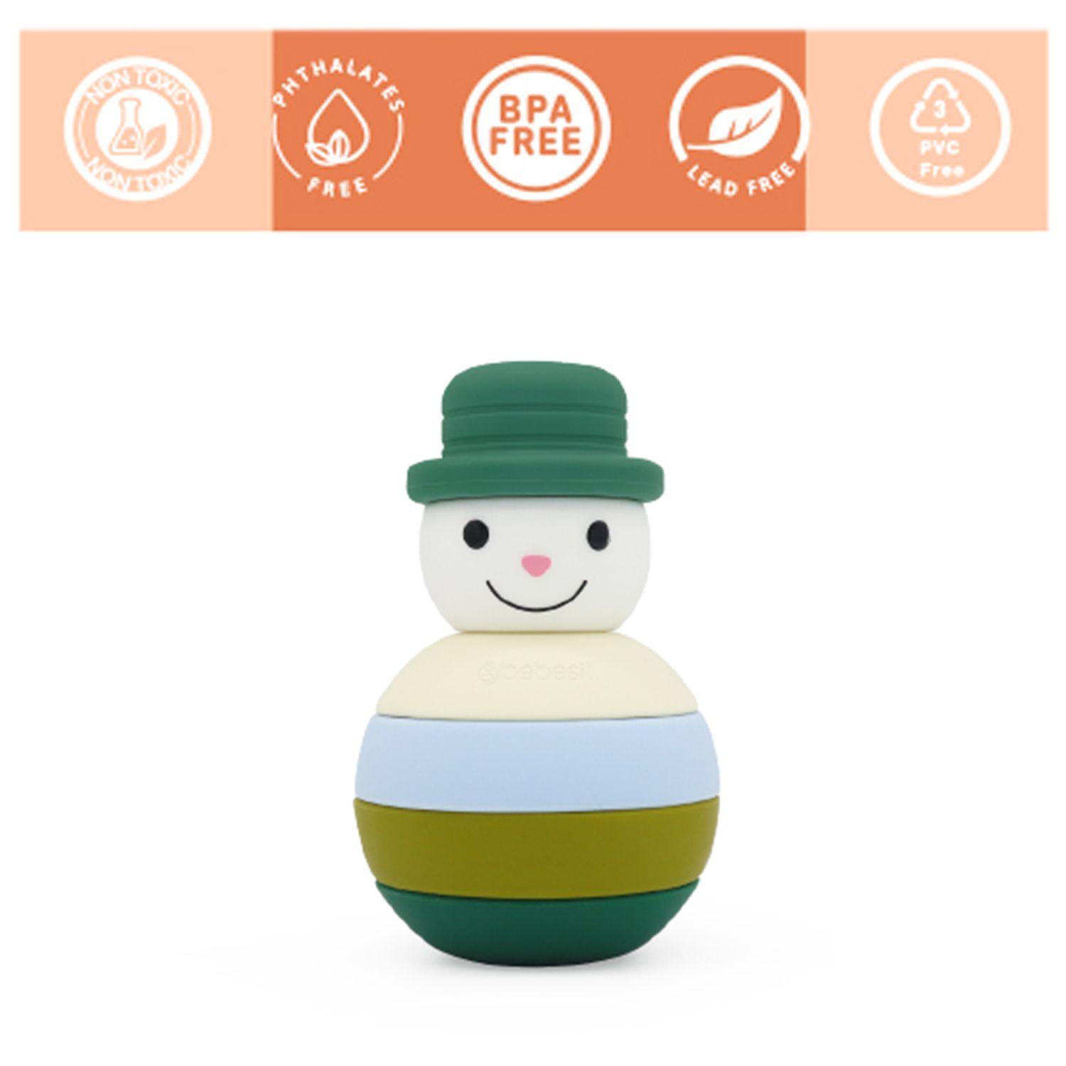 Juguete Muñeco Nieve Montessori Silicona Verde-2