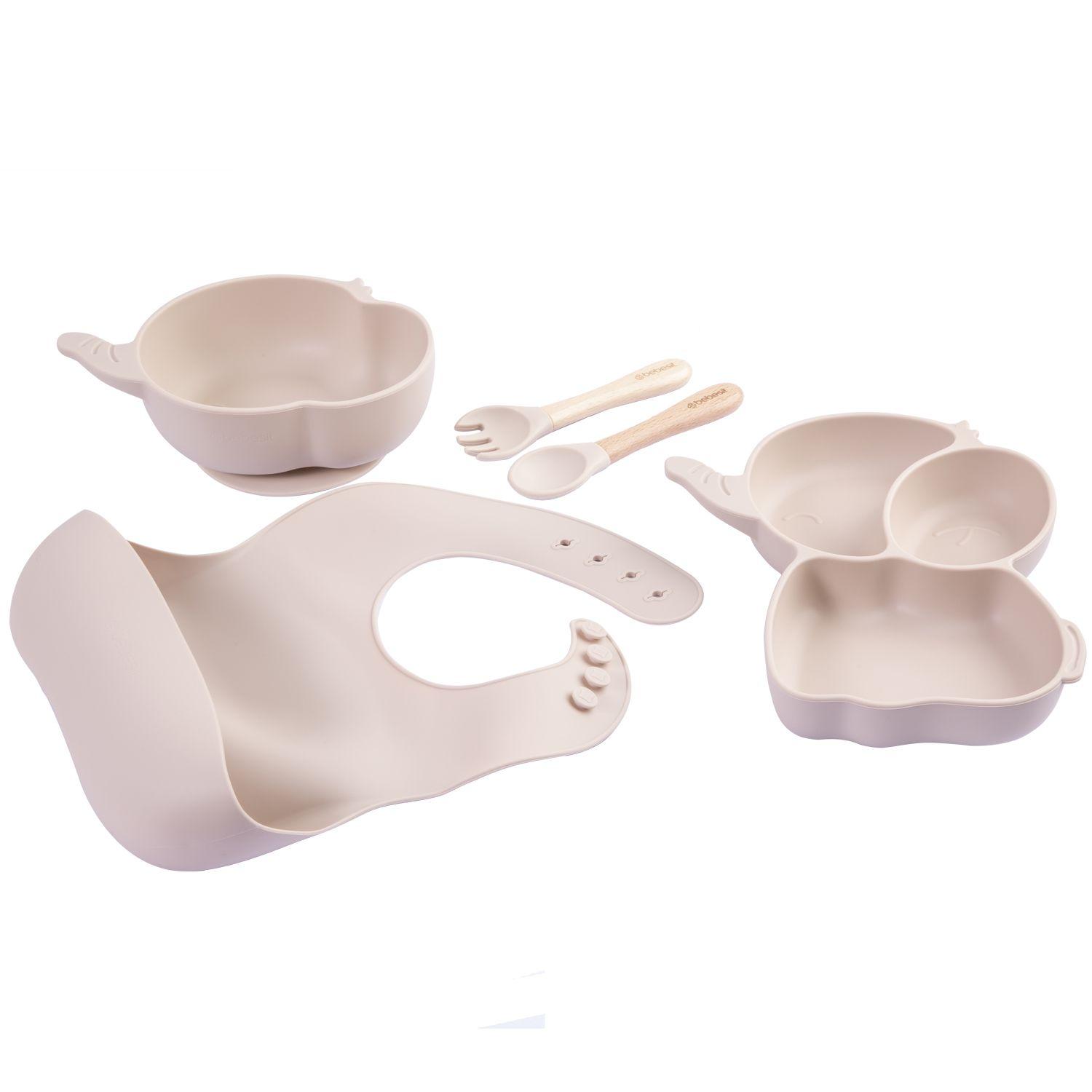 Set Alimentacion Elefante Silicona Beige-1