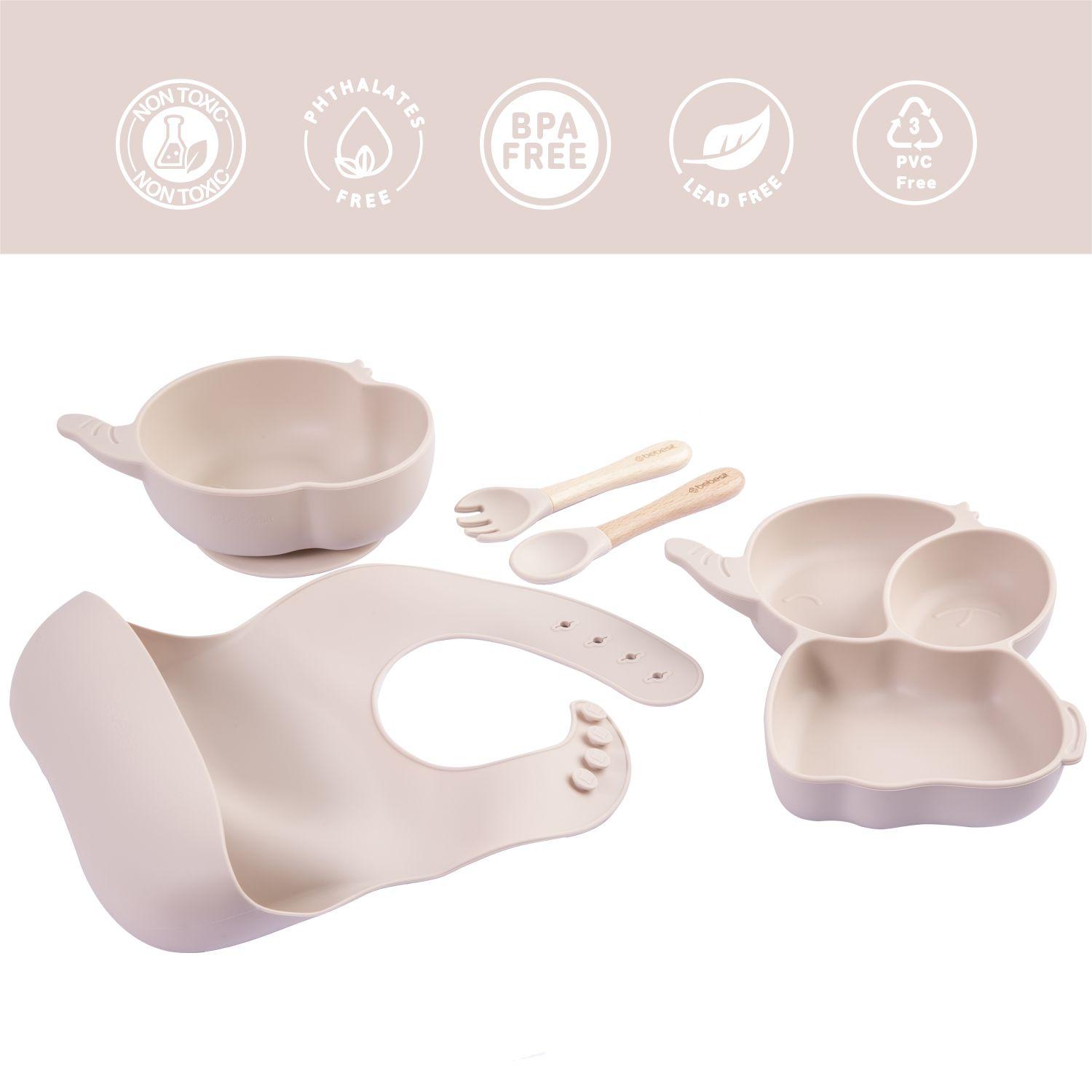 Set Alimentacion Elefante Silicona Beige-2