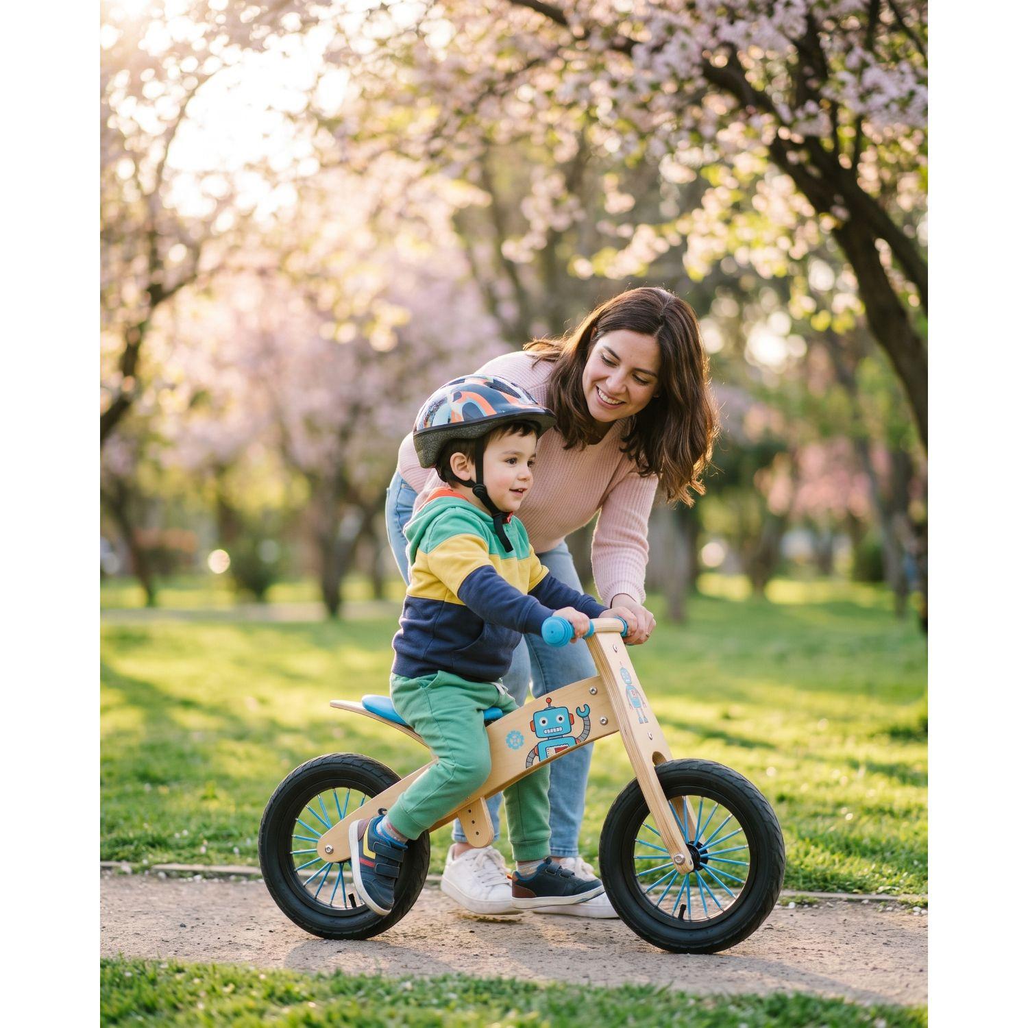 Bicicleta De Equilibrio Aprendizaje Madera Robot Celeste Bebesit-8