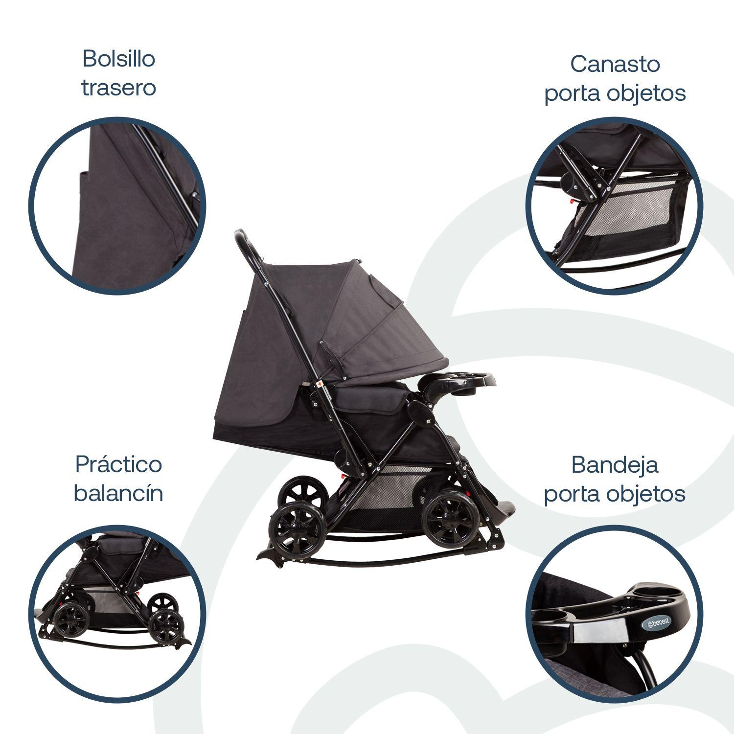 Coche Cuna Balancin SX Negro Melange Bebesit-3