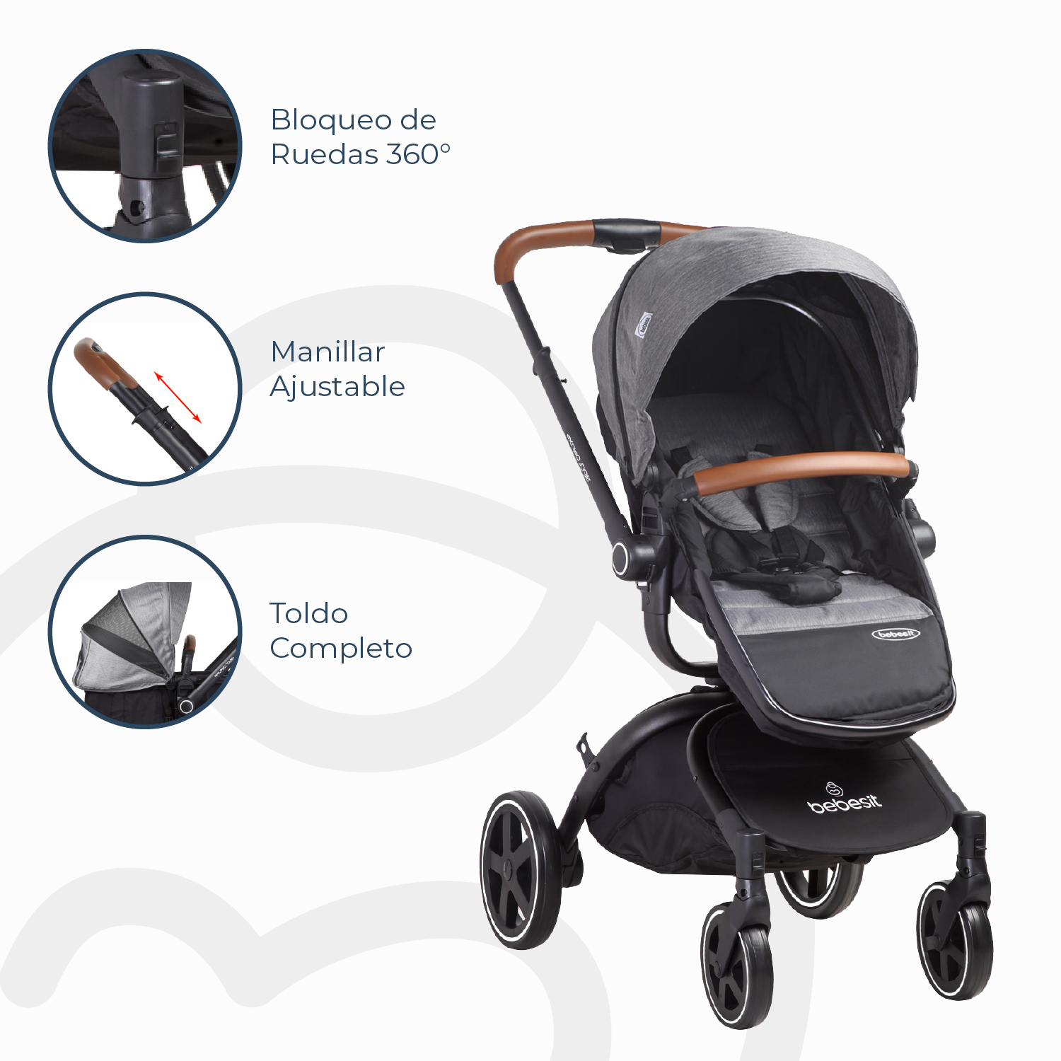 Coche Travel System Deluxe 360° SX Gris-6
