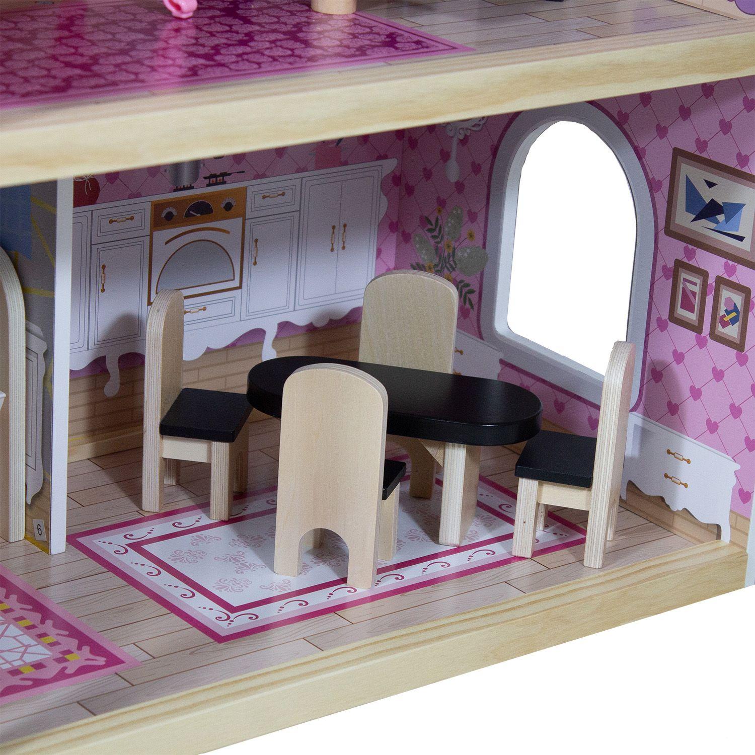 Casa de Muñecas + Muebles Madera Montessori Encantada-3