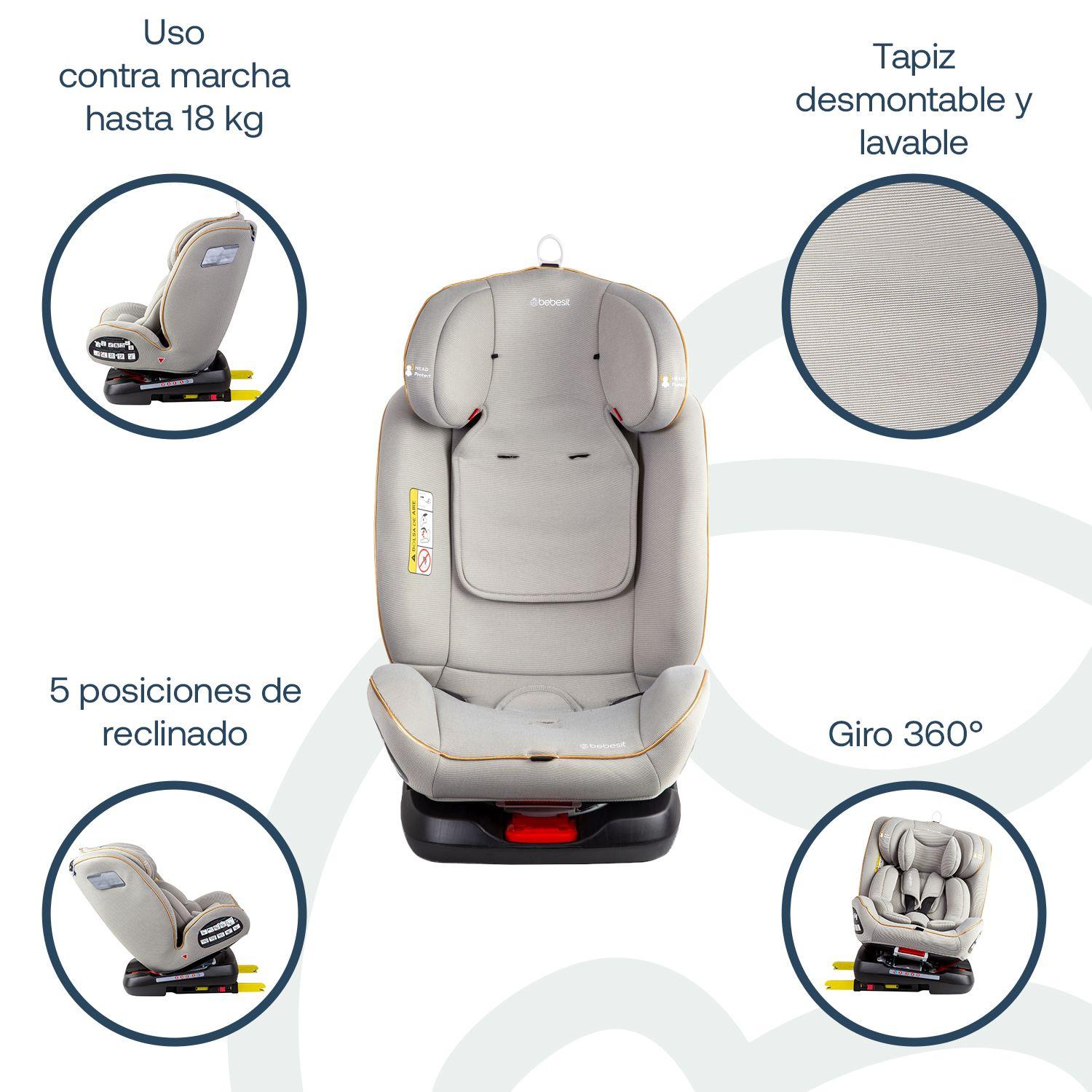 Silla de Auto Convertible Supra 360° Gris claro-3