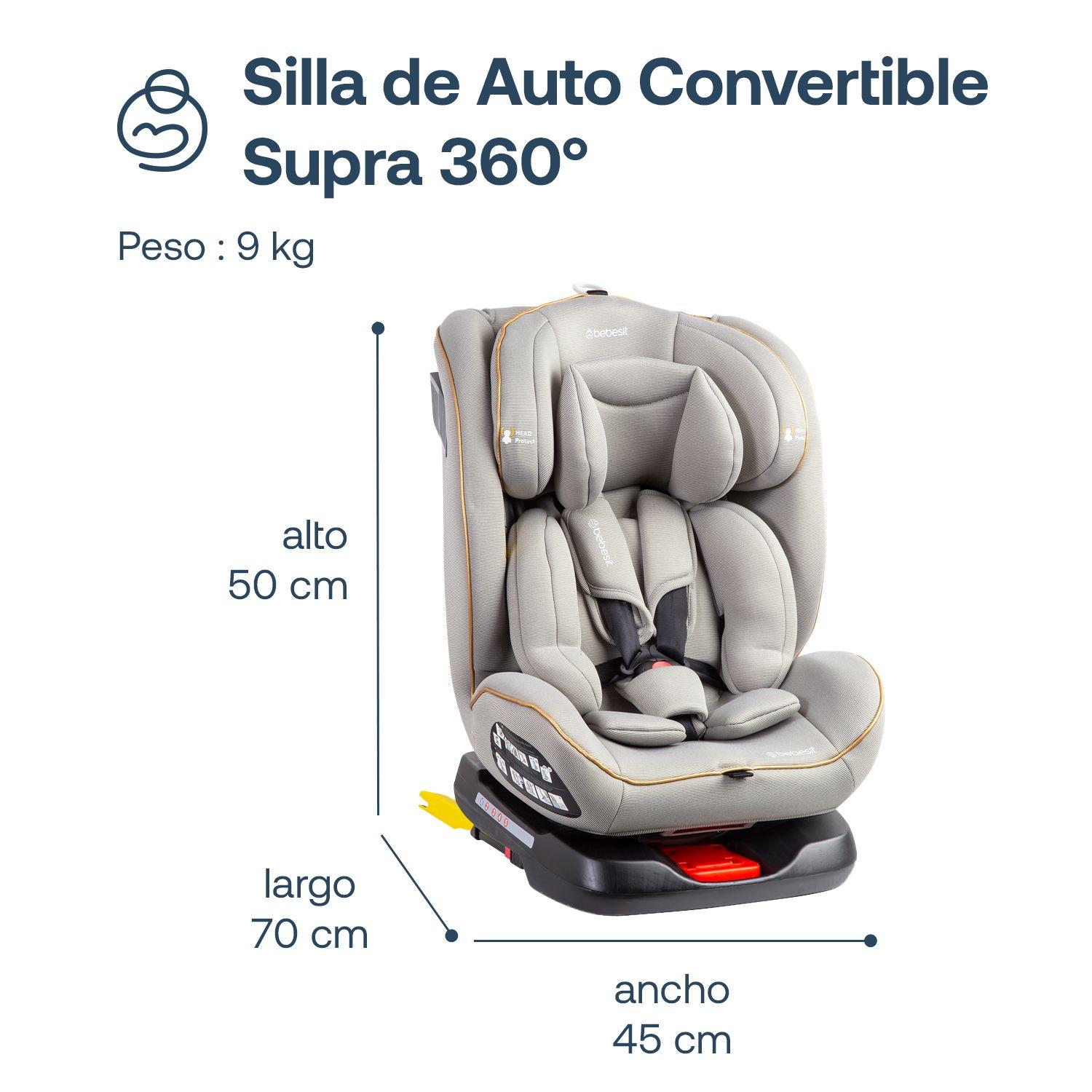 Silla de Auto Convertible Supra 360° Gris claro-8
