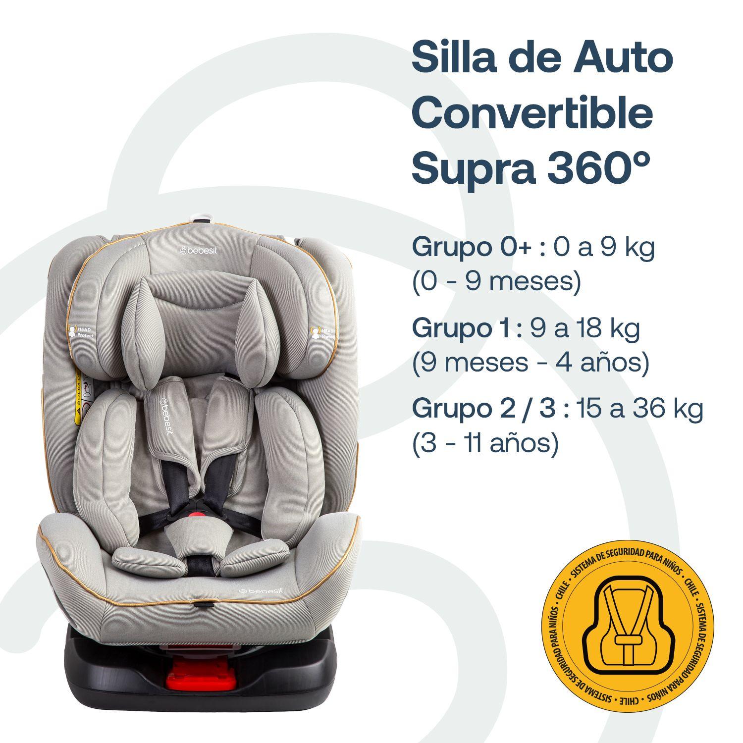 Silla de Auto Convertible Supra 360° Gris claro-9