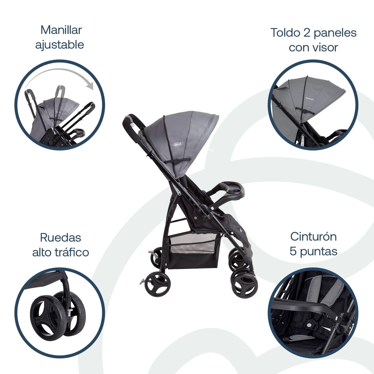 Coche Travel System Go Lite Gris Bebesit-2