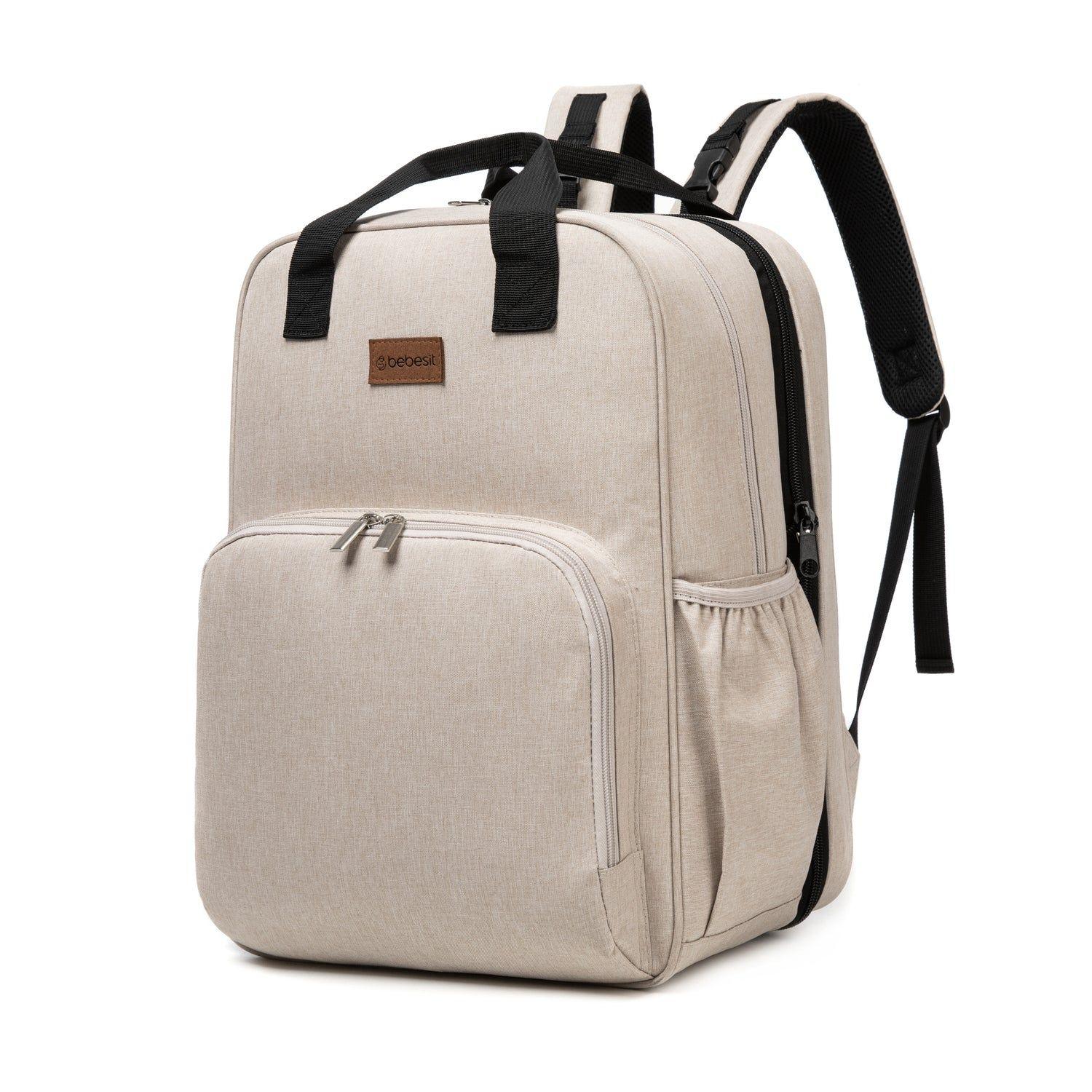 Mochila Maternal 3 En 1 Pañalera Cuna Y Mudador Portátil Beige Bebesit-7