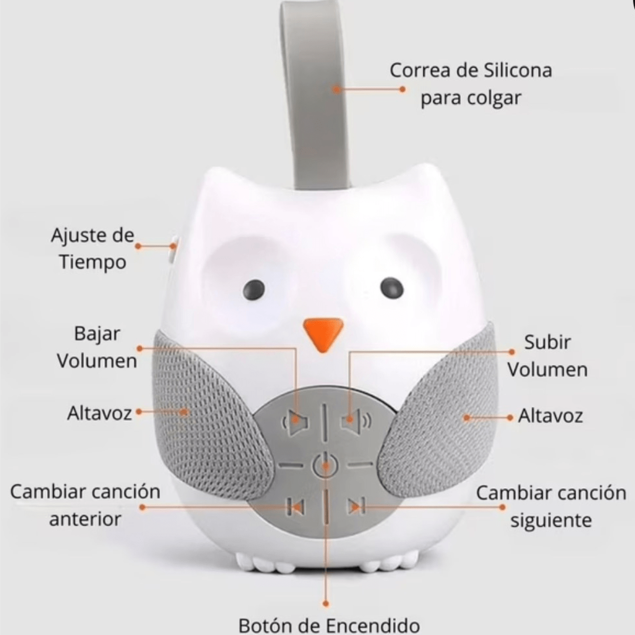 Juguete Máquina de Ruido Blanco Búho Portátil para Relajación-4