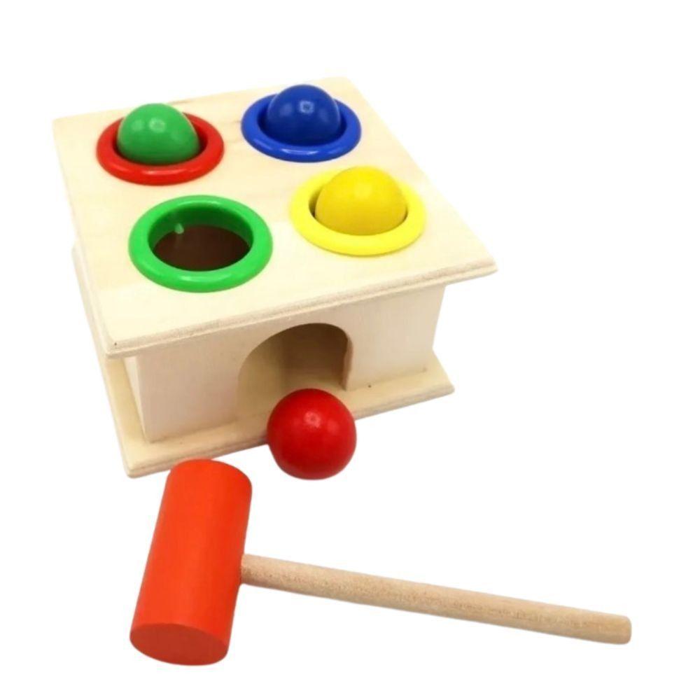 Juego Caja Martillo y Pelotas Madera Golpea para Motricidad-1