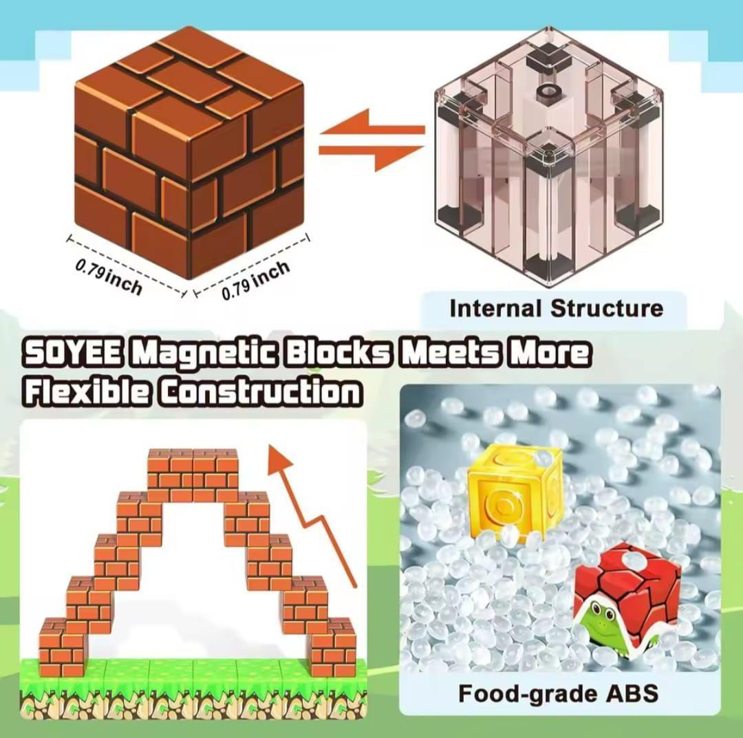 Bloques Magnéticos Minecraft 80 piezas Cubos de Cosntrucción-3