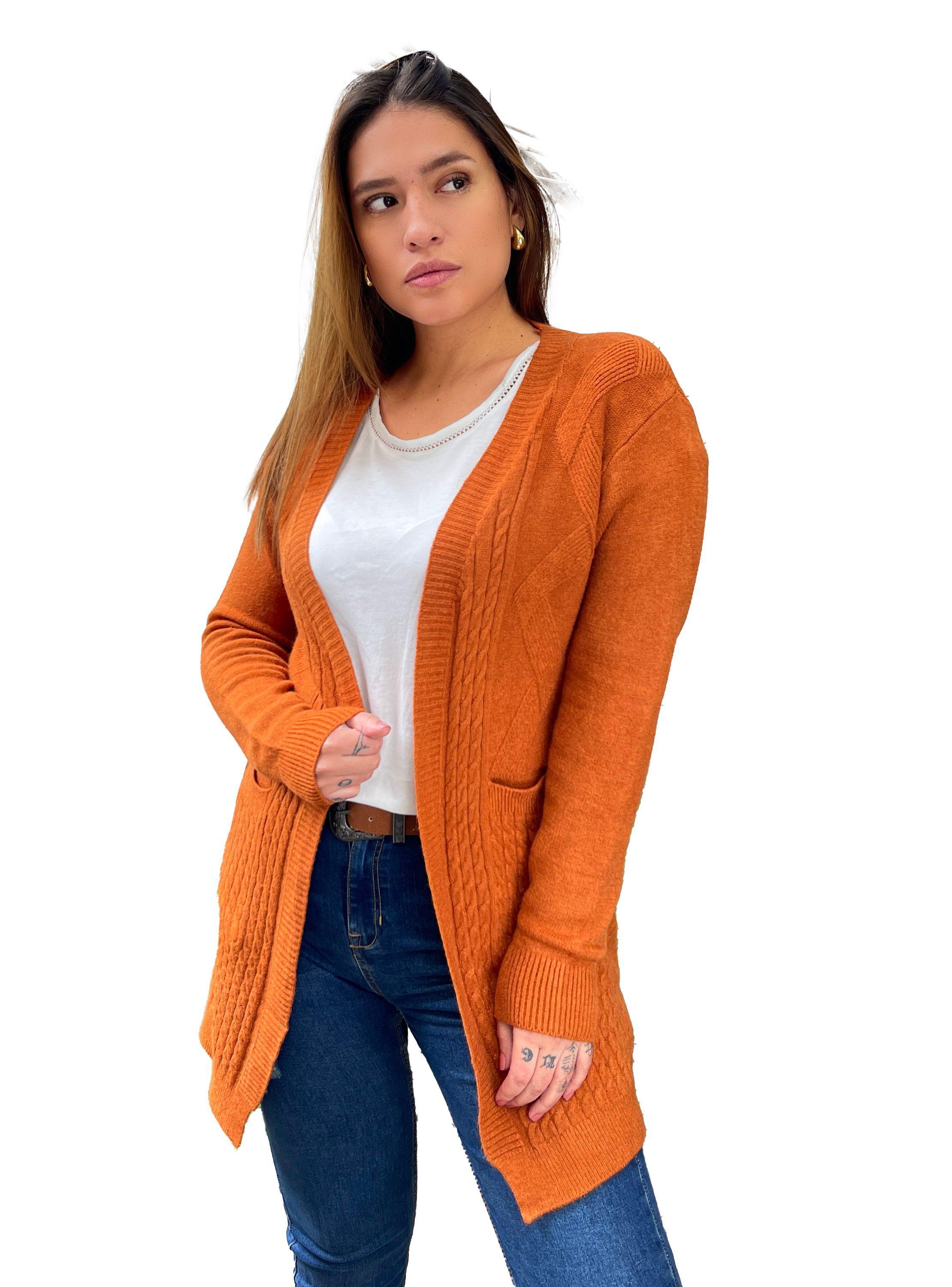 Tapado càrdigan Spandex mujer Colores Bruselas invierno-1