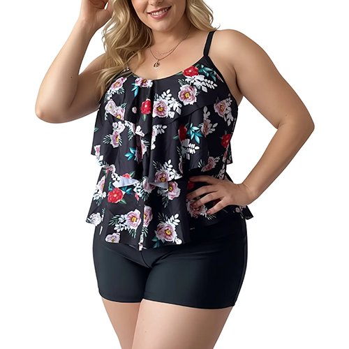 Tankini SHORT flor floral Maori Negro-1