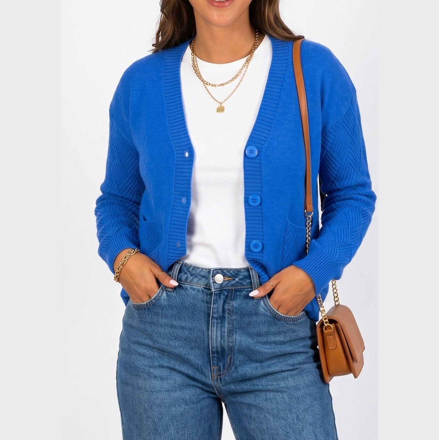 Cárdigan Mujer Básico Texturizado con Botones-0