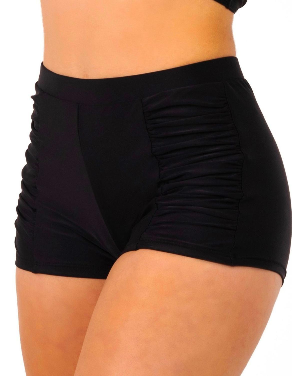 Short Traje De Baño Drap Colores Tiro Alto Negro-0