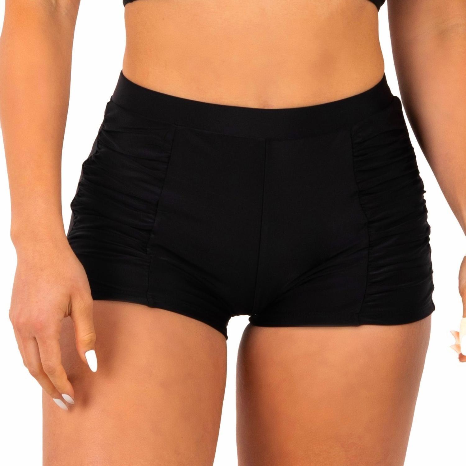 Short Traje De Baño Drap Colores Tiro Alto Negro-1