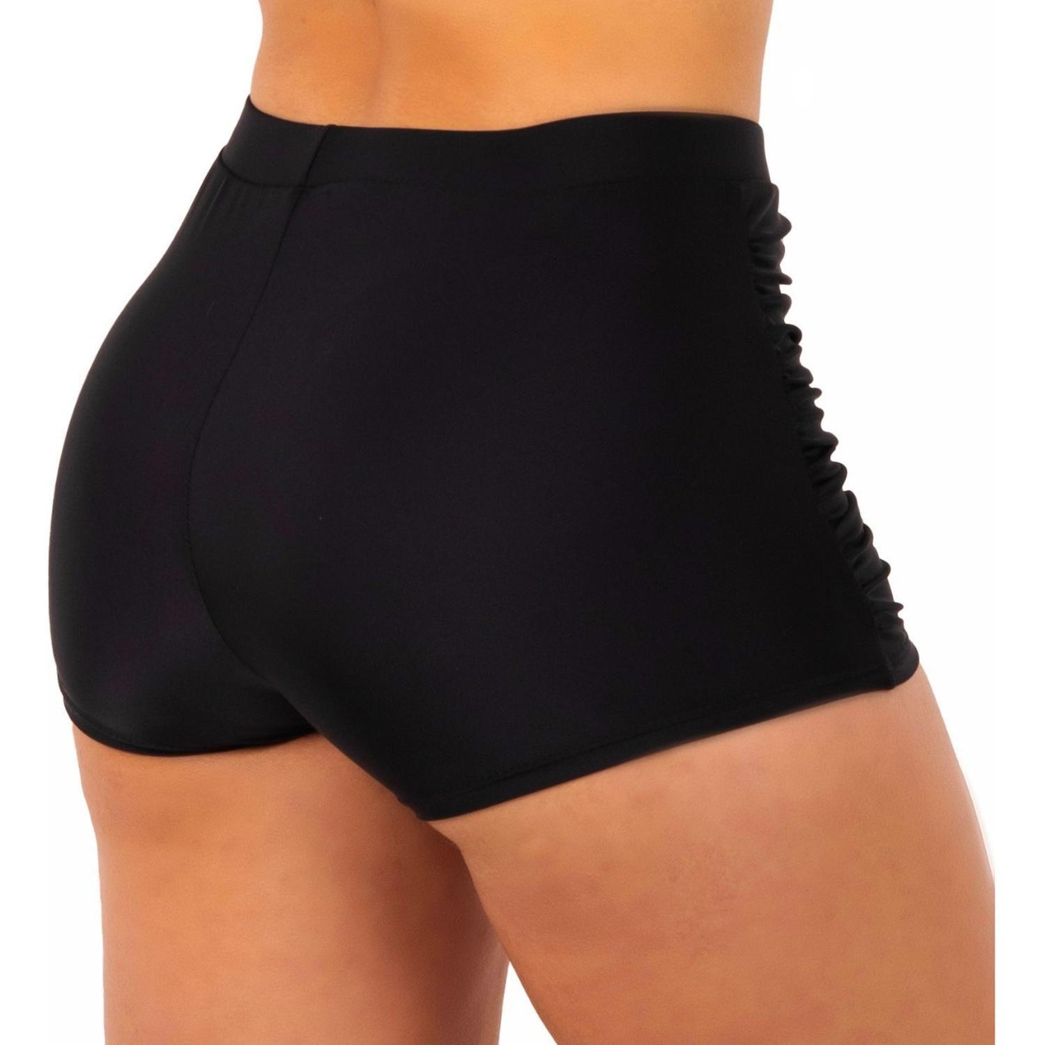 Short Traje De Baño Drap Colores Tiro Alto Negro-2