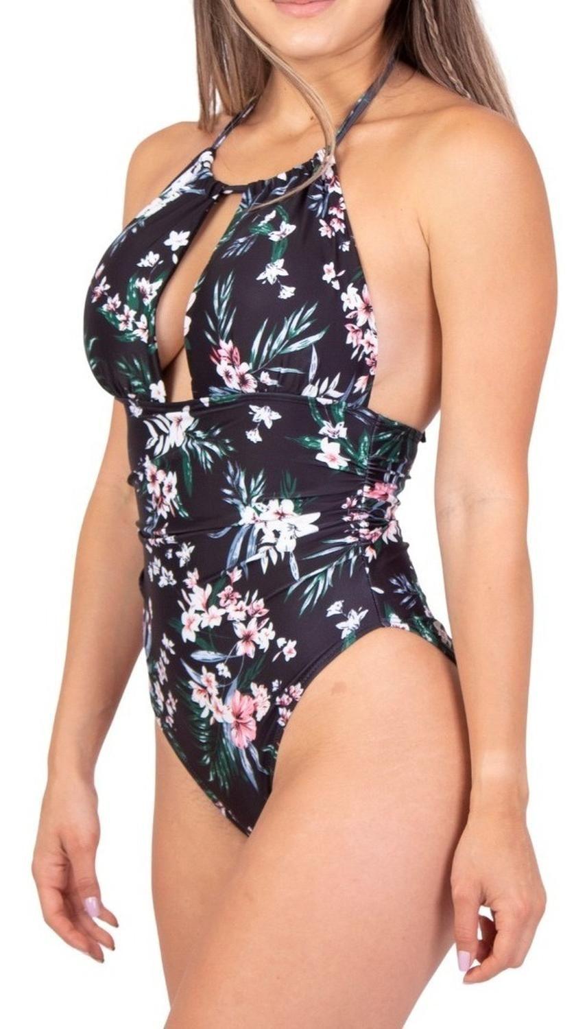 Traje De Baño Luna Negro Floral-1