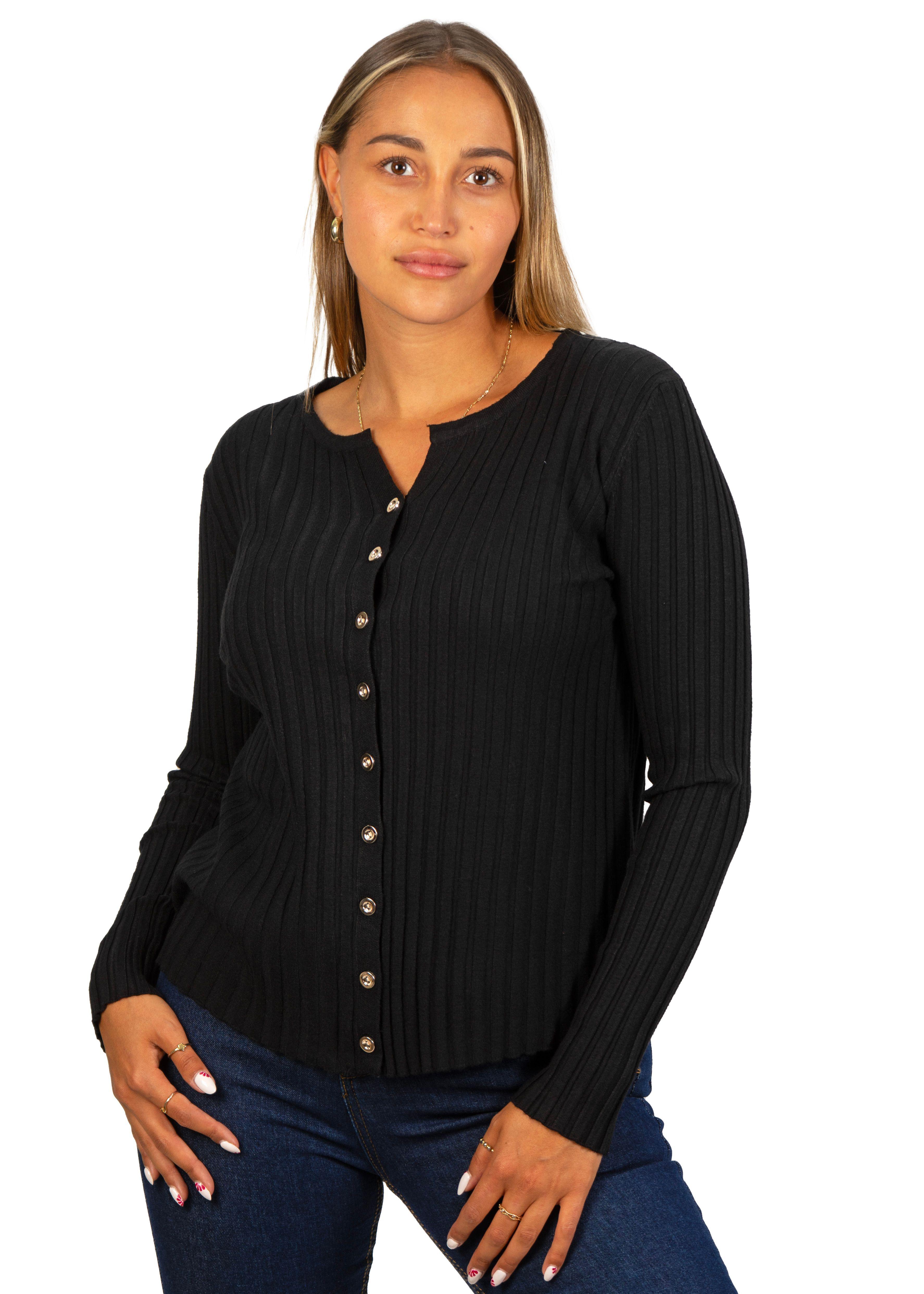 Sweater camiseta mujer Básico con Botones acanalado colores-0