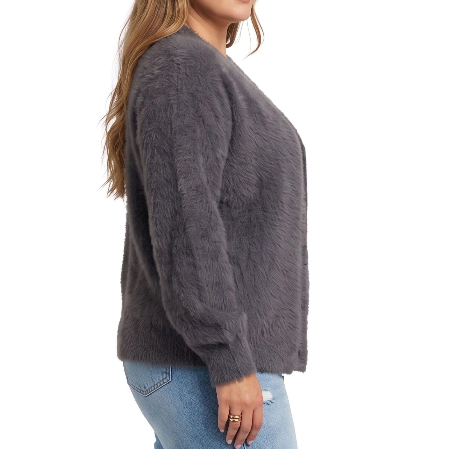 Cardigán Mujer botones peludo colores -1