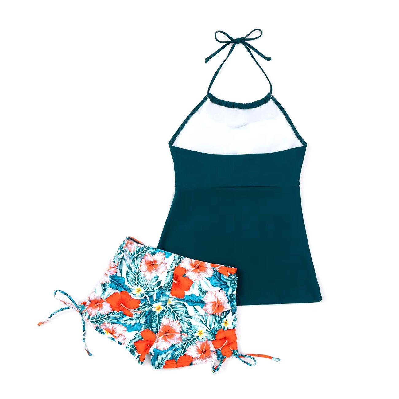 Tankini mujer short lanikai verde straps halter-3