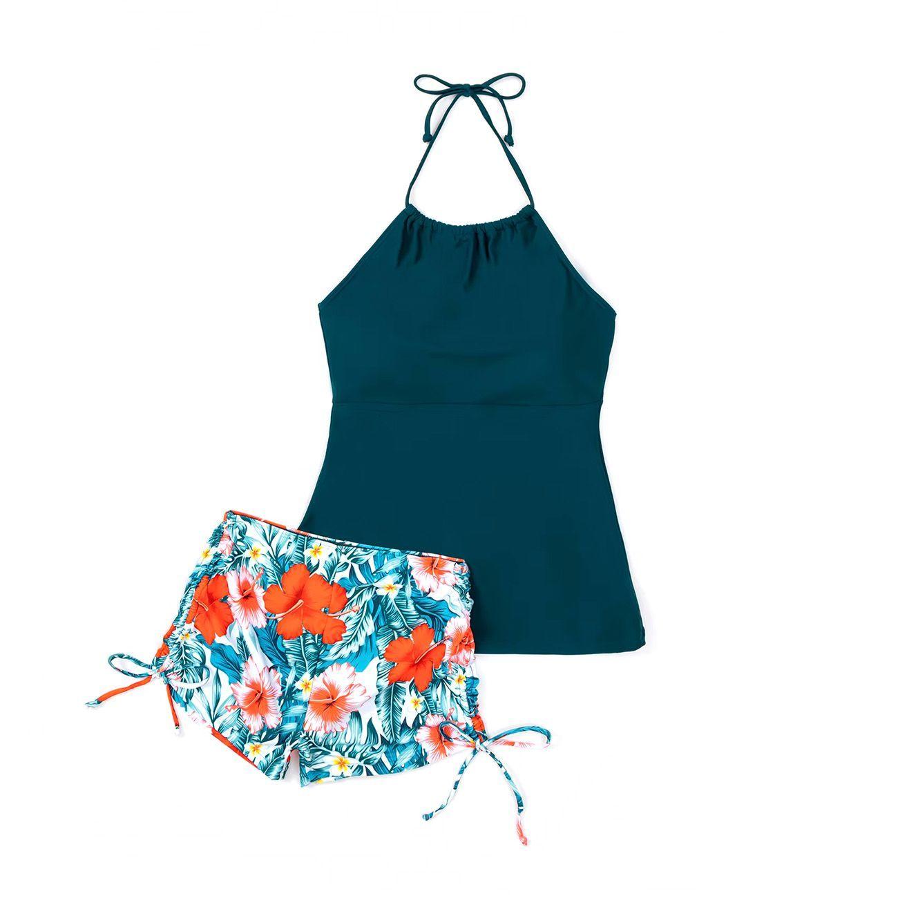 Tankini mujer short lanikai verde straps halter-4