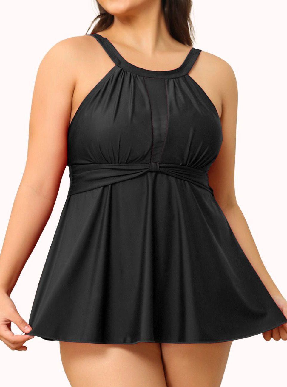 Tankini tiro alto mujer Breeze negro-0