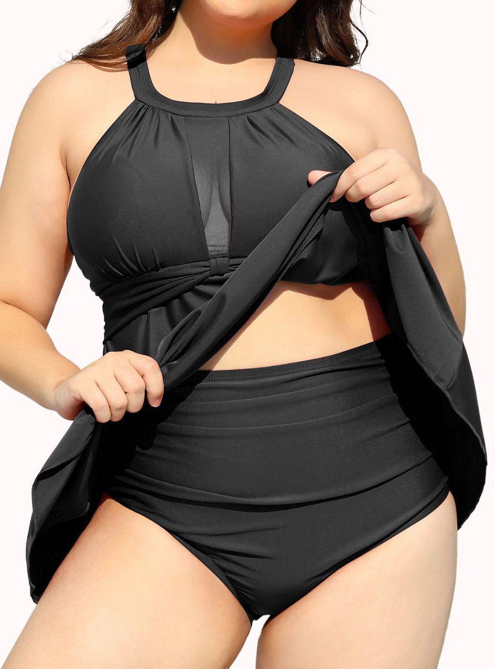 Tankini tiro alto mujer Breeze negro-1