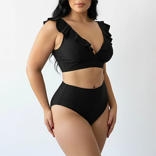 Bikini tiro alto vuelos midle waist Negro-1