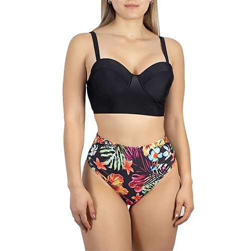 Bikini tiro alto + salida playa Black-2