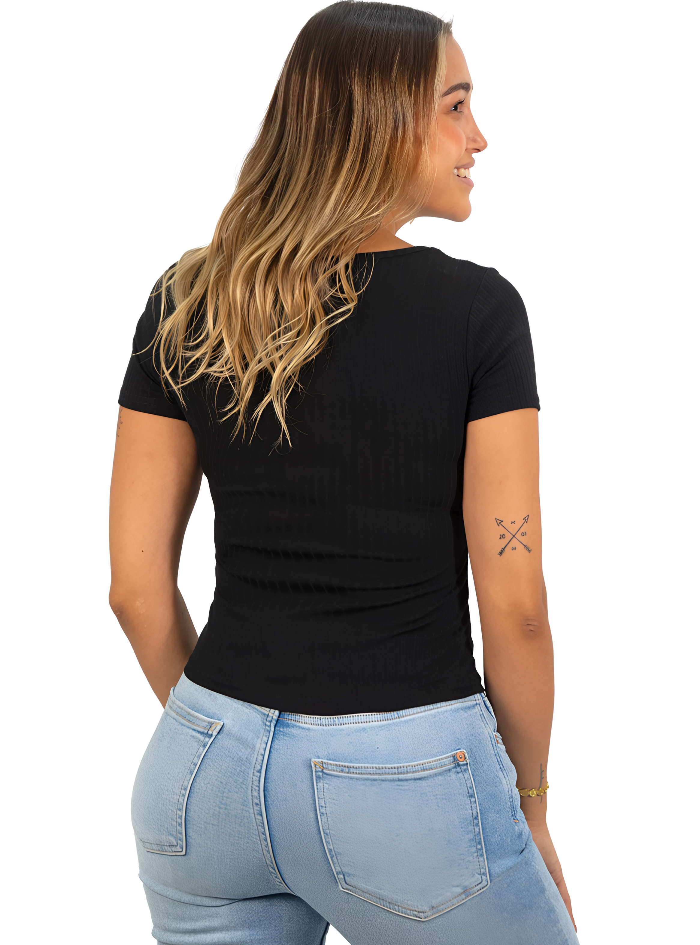 Polera mujer básica botones-1