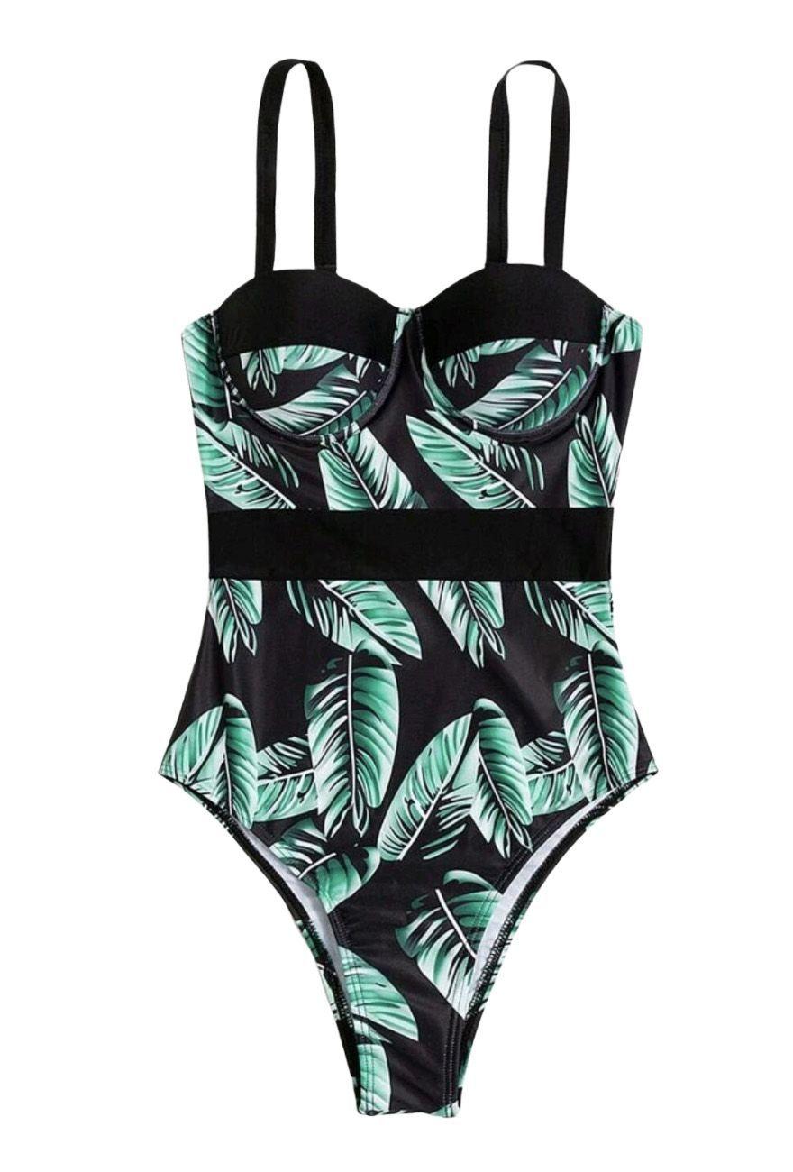 Traje de baño mujer Copa Black hojas-2