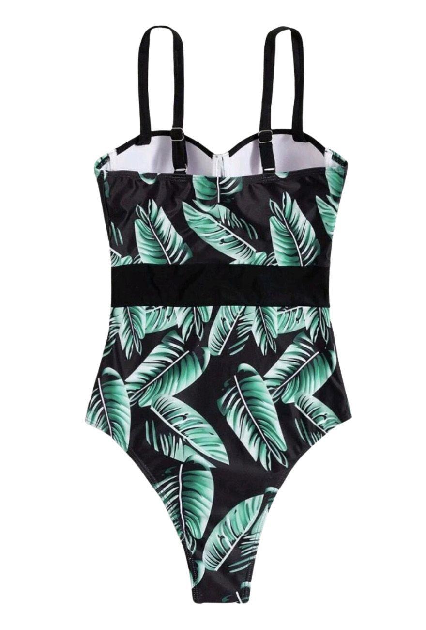 Traje de baño mujer Copa Black hojas-3