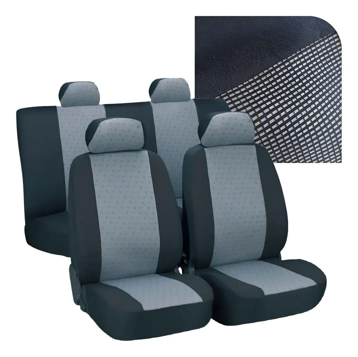 Carlife Cubreasientos Auto Tela Completa Universal Gris-2