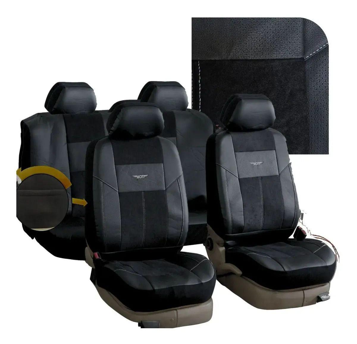 Carlife Cubreasiento Cuero Ecol gico Negro Premium Universal Negro-1