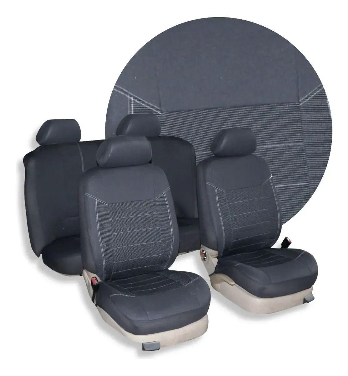Carlife Funda Cubreasiento Auto Jacquard Gruesa Top Negro Gris-2