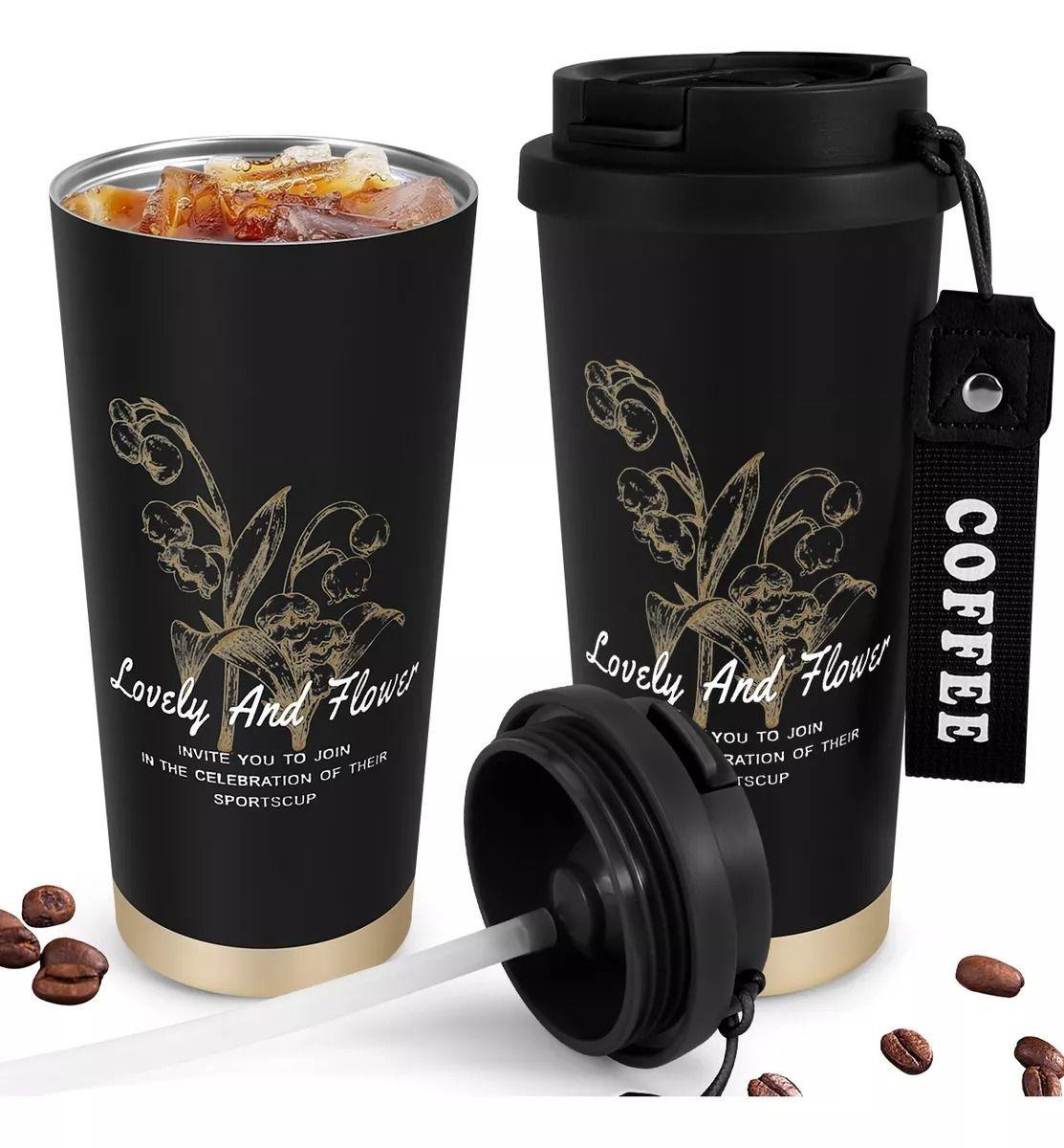 Termo Para Cafe Mug Vaso Termico 530ml Sellable Inoxidable Negro-2