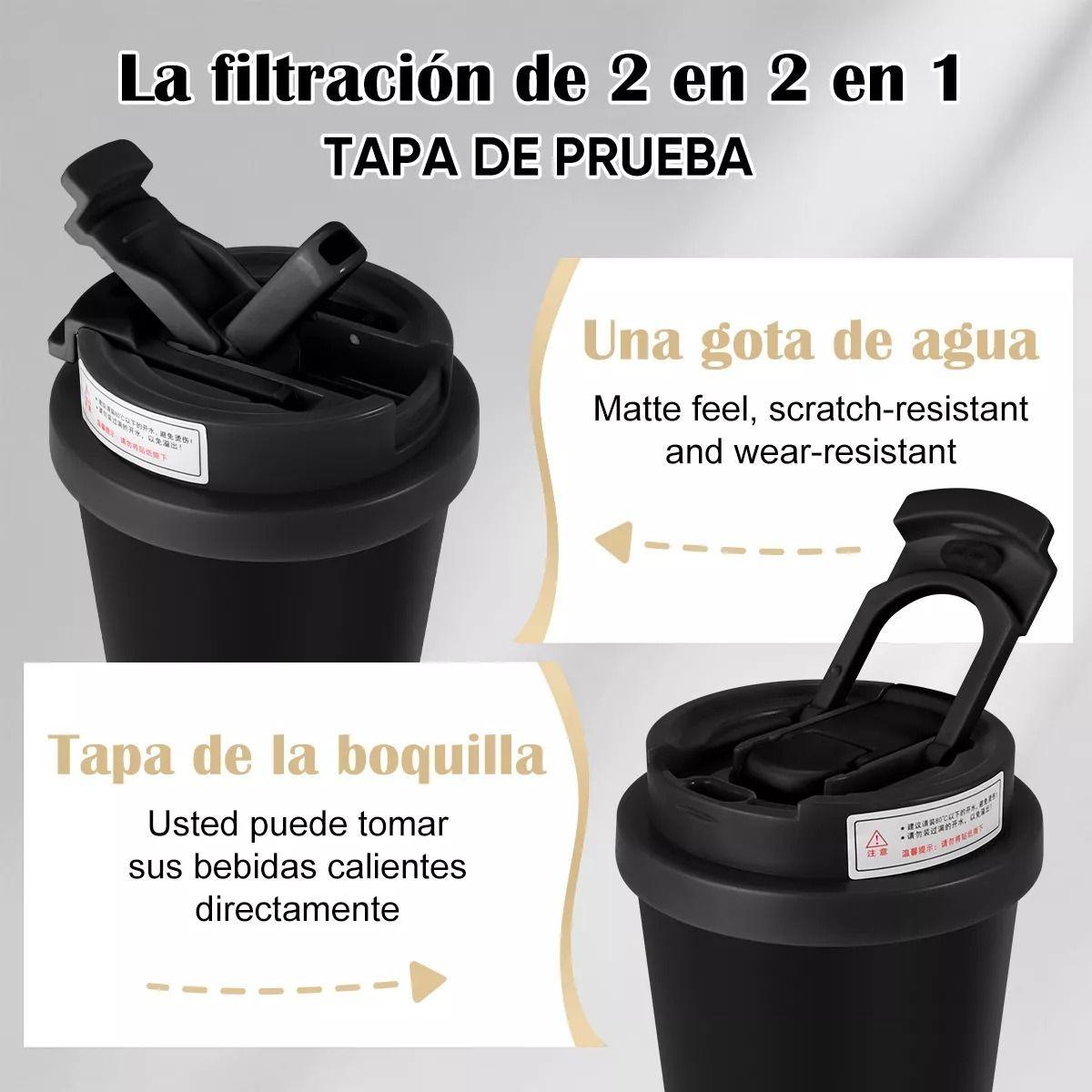Termo Para Cafe Mug Vaso Termico 530ml Sellable Inoxidable Negro-4
