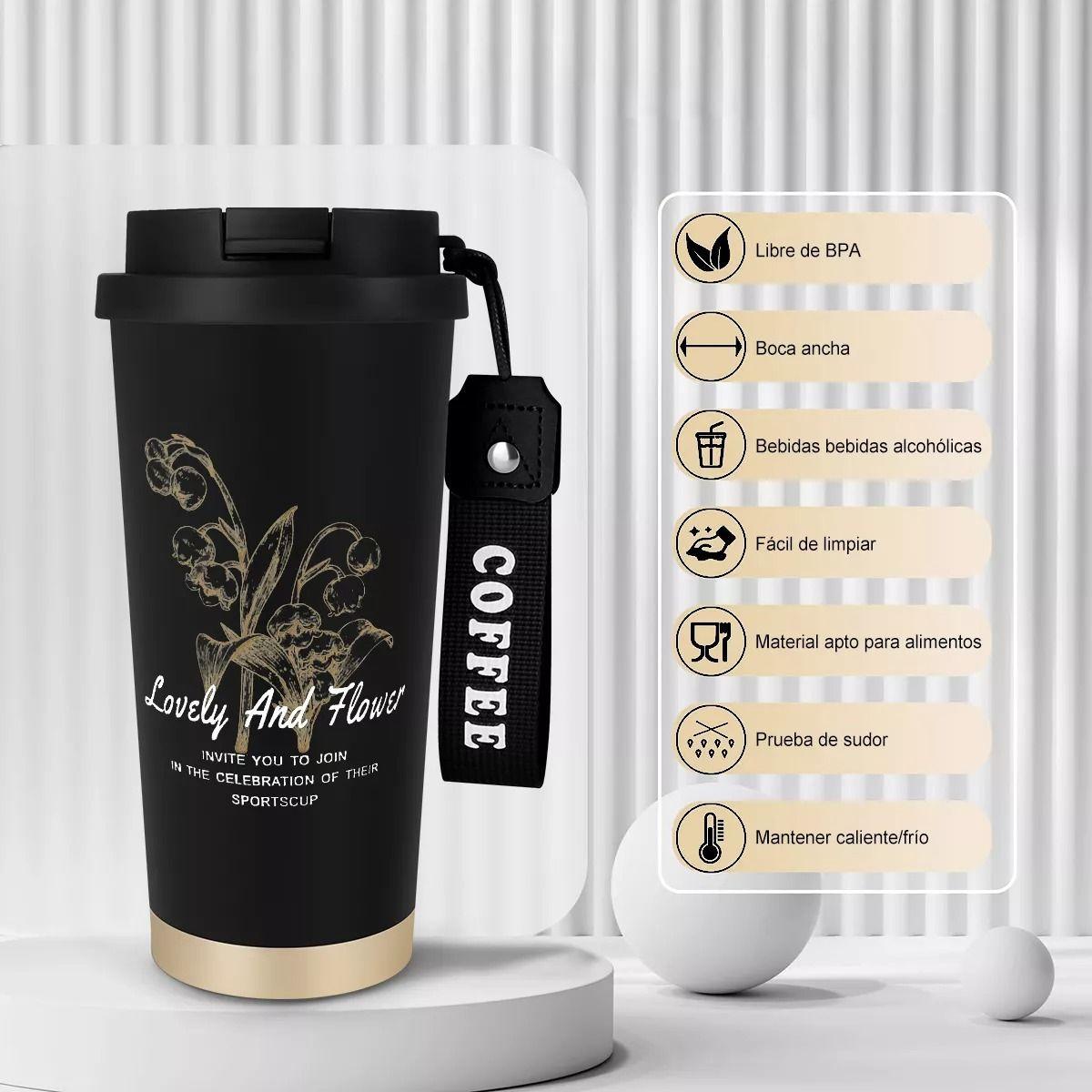 Termo Para Cafe Mug Vaso Termico 530ml Sellable Inoxidable Negro-5