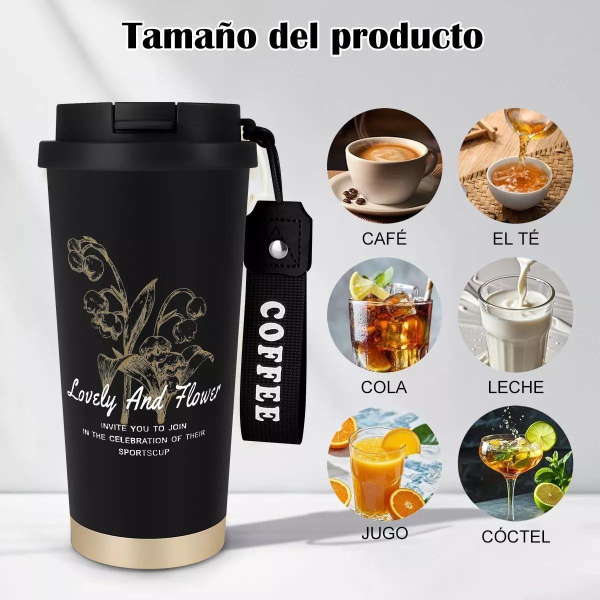 Termo Para Cafe Mug Vaso Termico 530ml Sellable Inoxidable Negro-6