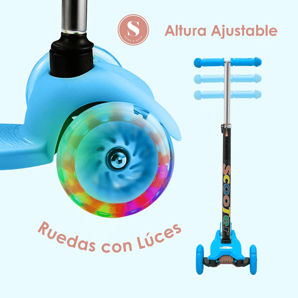 Scooter Monopat n Infantil Luces Celeste-2