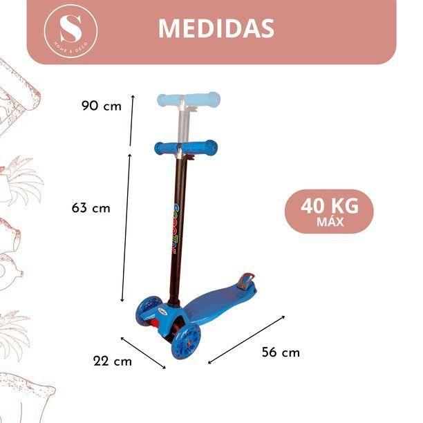 Scooter Monopat n Infantil Luces Celeste-5