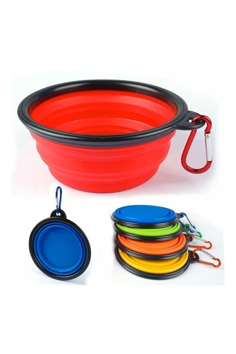 Plato Plegable Mascota Viaje Portatil Agua Comida-2