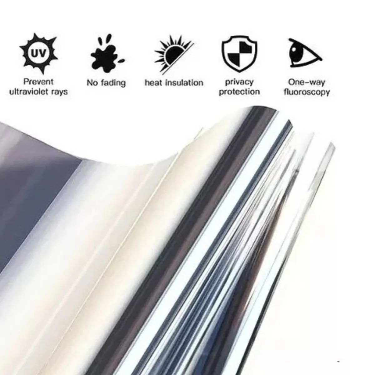 Papel Ahumado Polarizado Tipo Espejo Cromo Auto Oficina Casa Gris-2