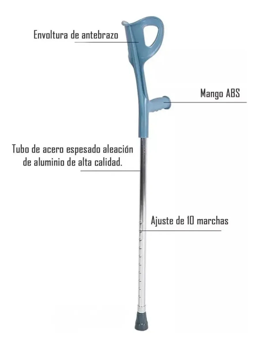2 Bast n Muleta Canadiense Regulable En Altura Color Plateado-2