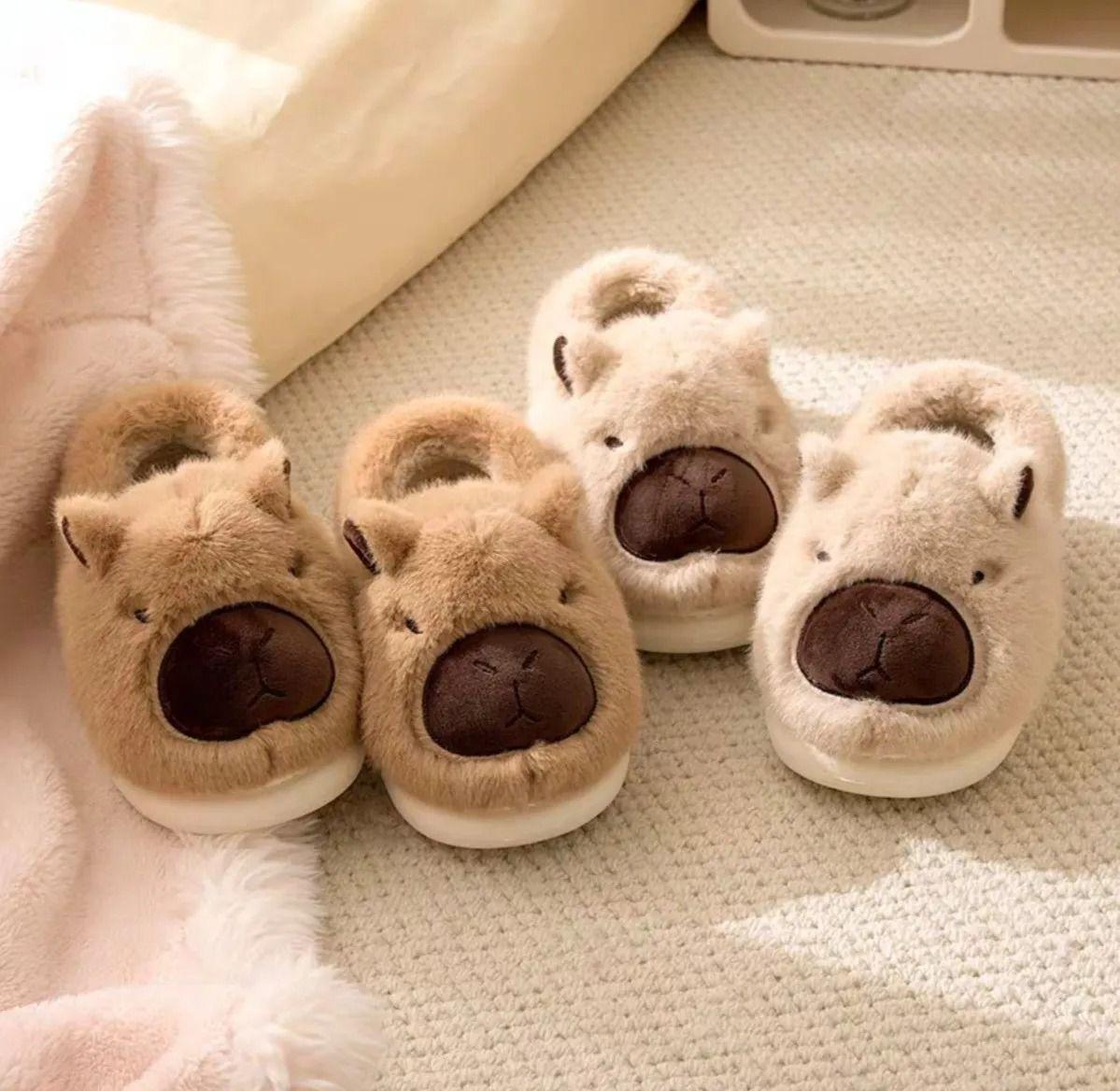 Pantuflas Niños Capibara Peluche Marrón Invierno-6